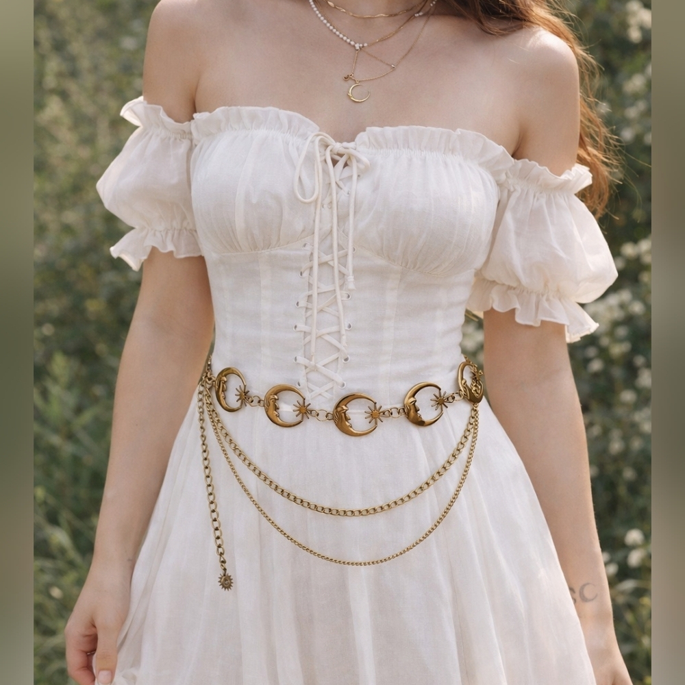 Vintage Gold Moon Sun Celestial Chain Belt NEW - Picture 8 of 10